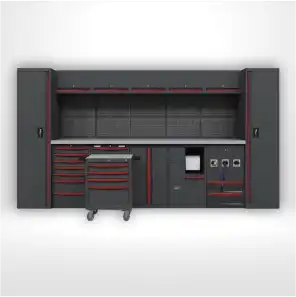 Workshop Stationary Garage Storage Metal Worktable Heavy Duty Tool Cabinet